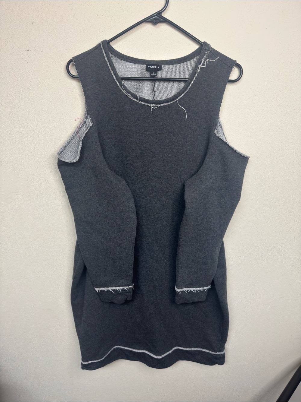 Torrid Charcoal Cold-Shoulder Sweatshirt Dress